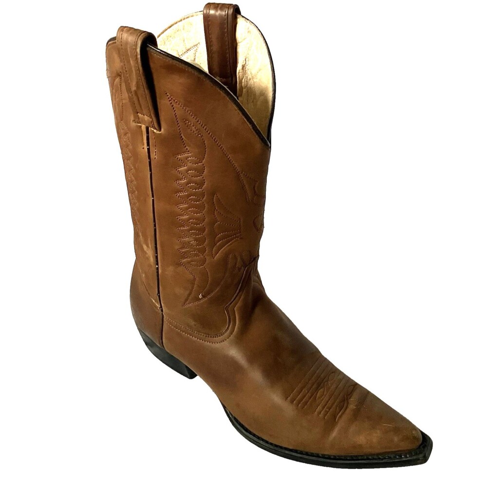 Caborca Cowboy Boots Pointy Leather 27.5 9.5 10 EEE Men Brown Botas 50160 Mexico
